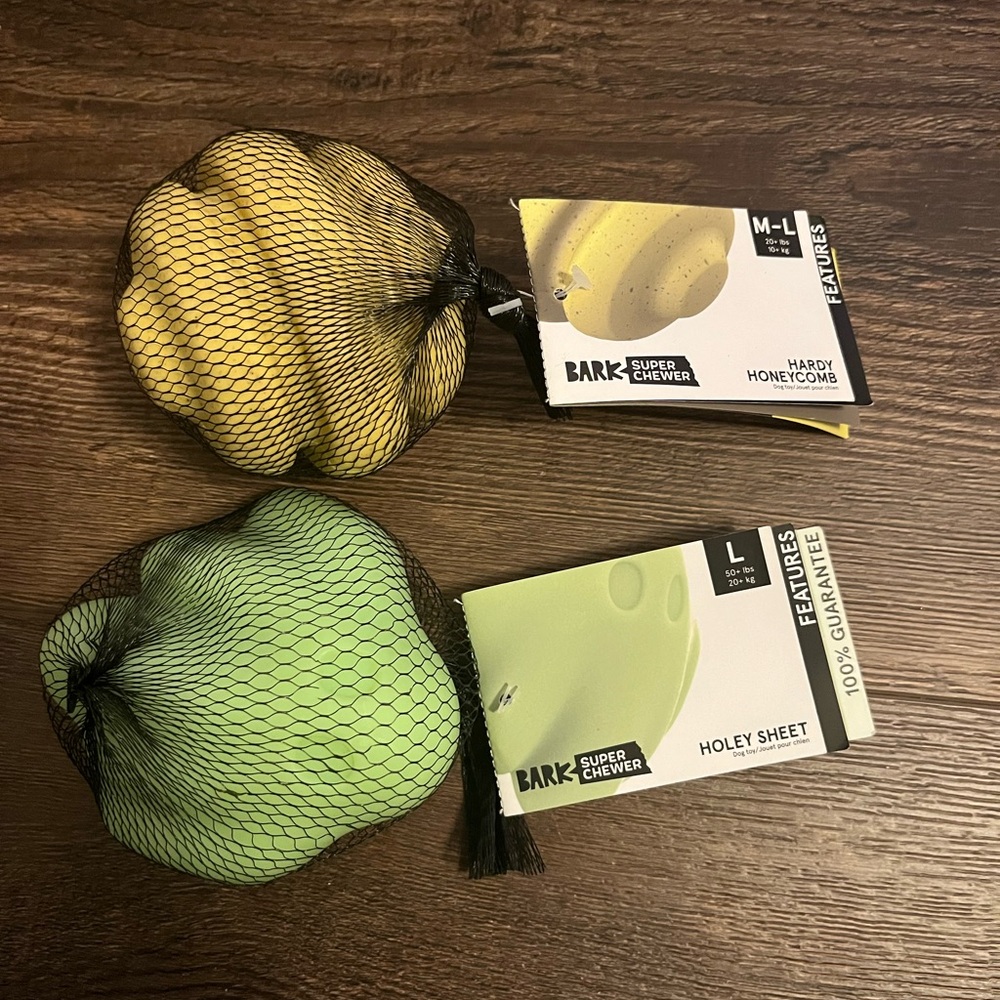 BARK Super Chewer Dog Toys - Yellow and Green